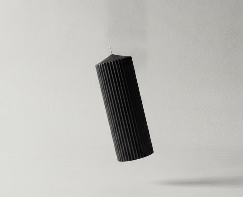 Black Fluted Pillar Candle