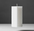 White Ribbed Geometric Candle