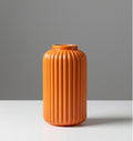 Orange Ribbed Cylinder Vase