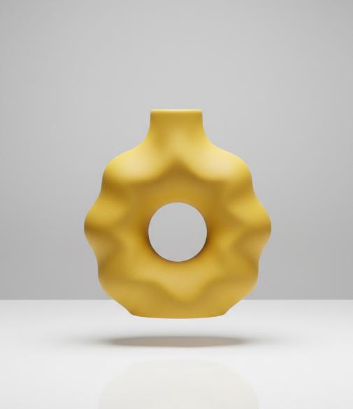 Yellow Abstract Donut Vase