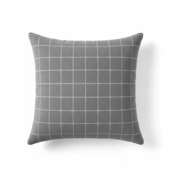 Gray Square Grid Pillow