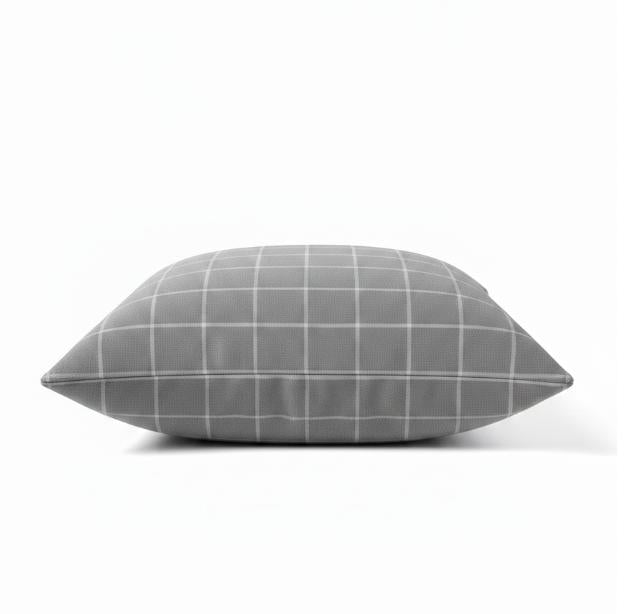 Gray Square Grid Pillow