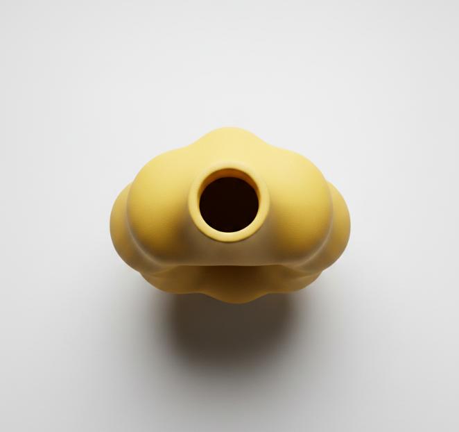 Yellow Abstract Donut Vase